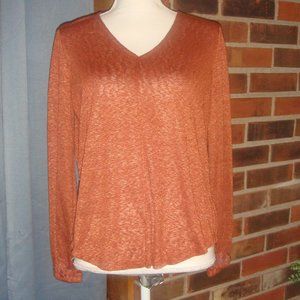 Bobeau Burnt Orange Burnout Top M